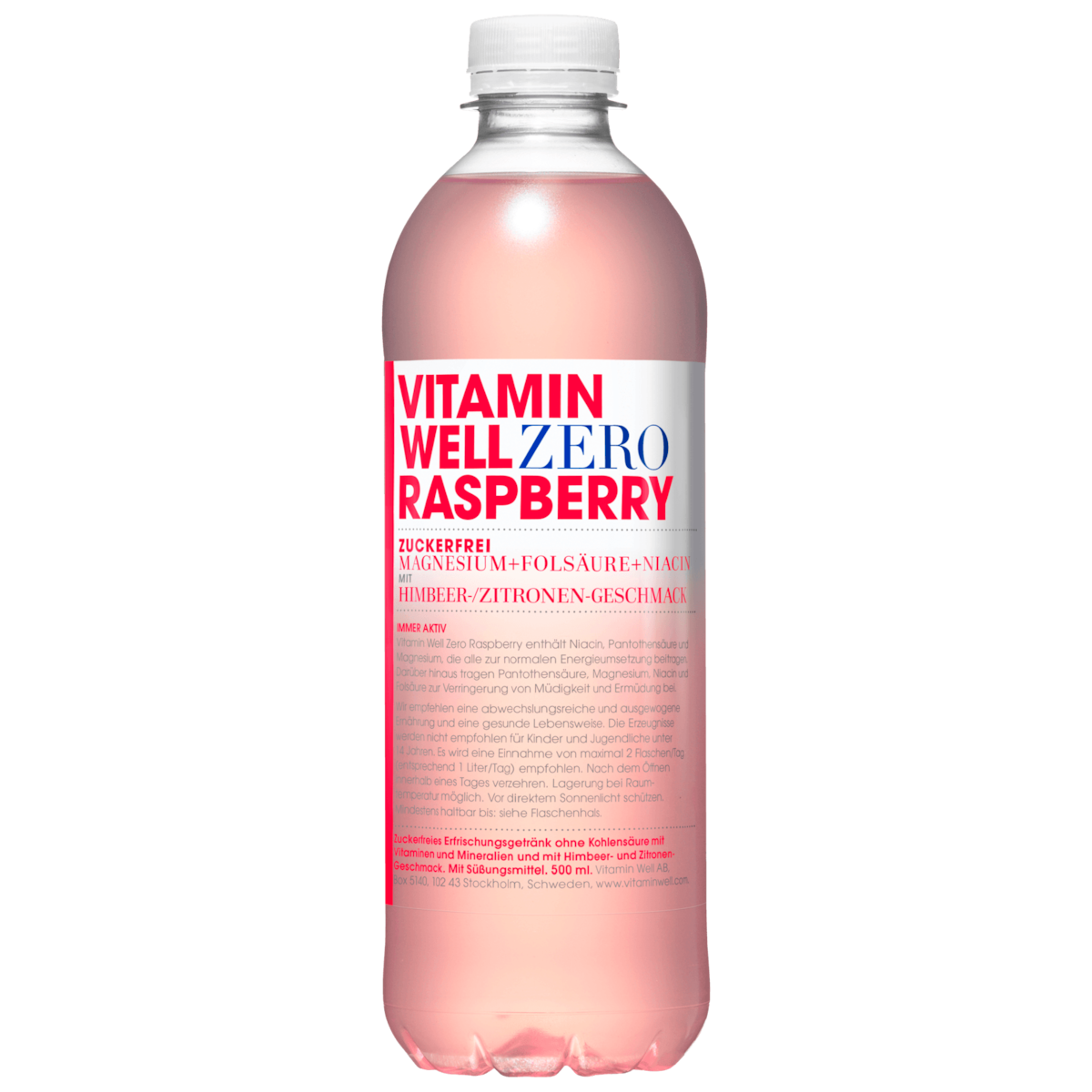 Vitamin Well Zero Raspberry, 0,5 l